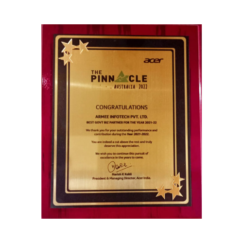 Acer India has recognized ArMee Infotech Pvt Ltd. as its No.1 partner for government business in India.