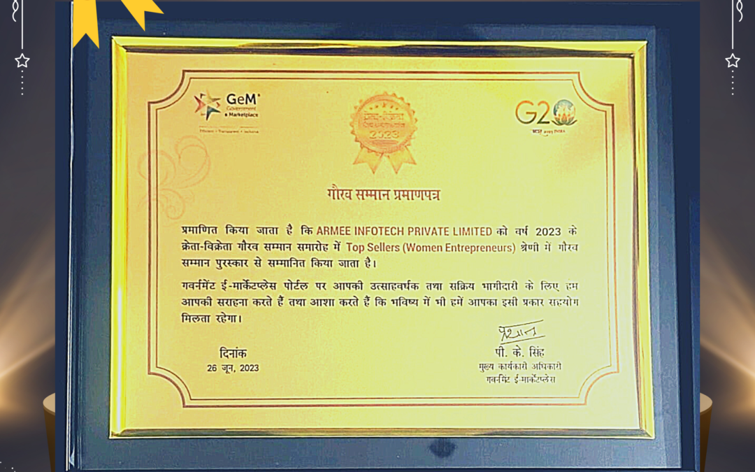 AIPL is awarded as the Top Seller No-1 on GeM (Government e Marketplace) under Woman Entrepreneur Category